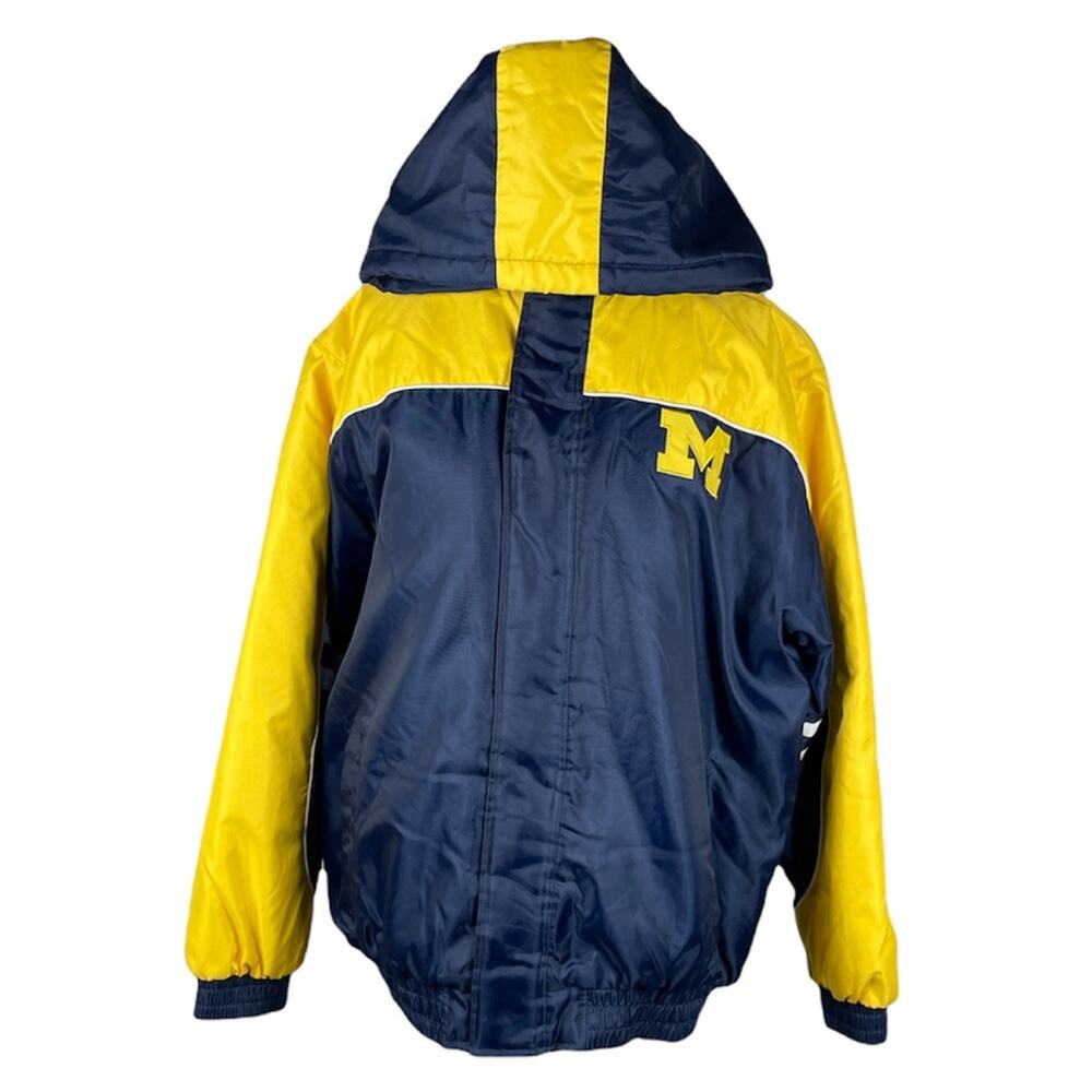 G-III Apparel University of Michigan Hooded Bomber Jacket Yellow Blue Size Large